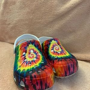 Tie-dye crocs